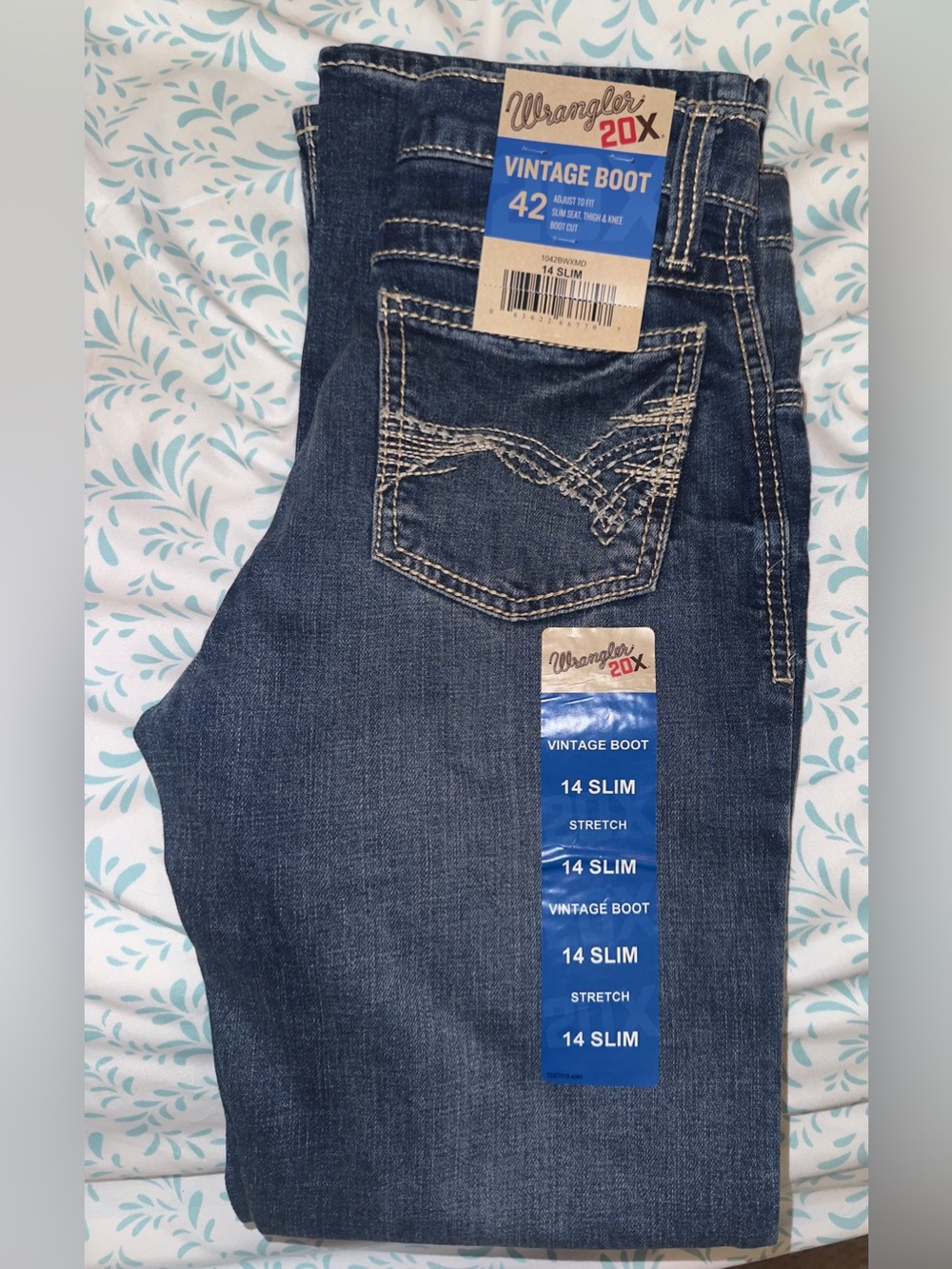 NWT Wrangler 20X Boys No. 42 Vintage Boot Jeans Size 14 Slim adjustable fit - Picture 8 of 8